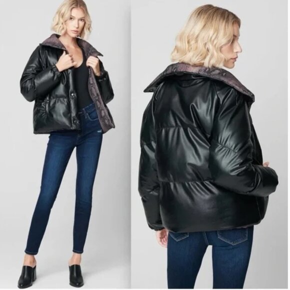 NWT BlankNYC Between The Line Reversible Jacket In Black & Rose Snakeskin - Picture 2 of 10